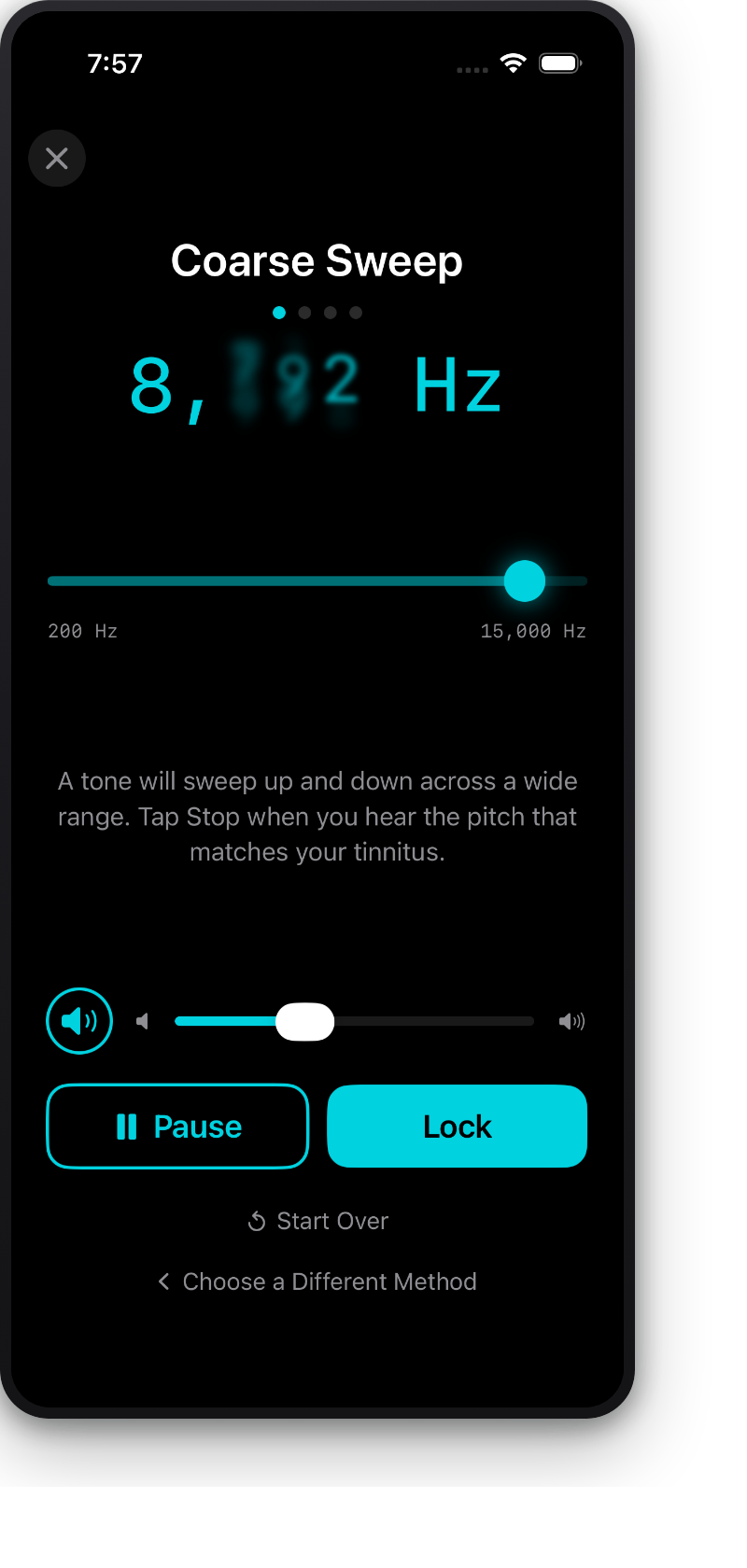 Sweep calibration screen